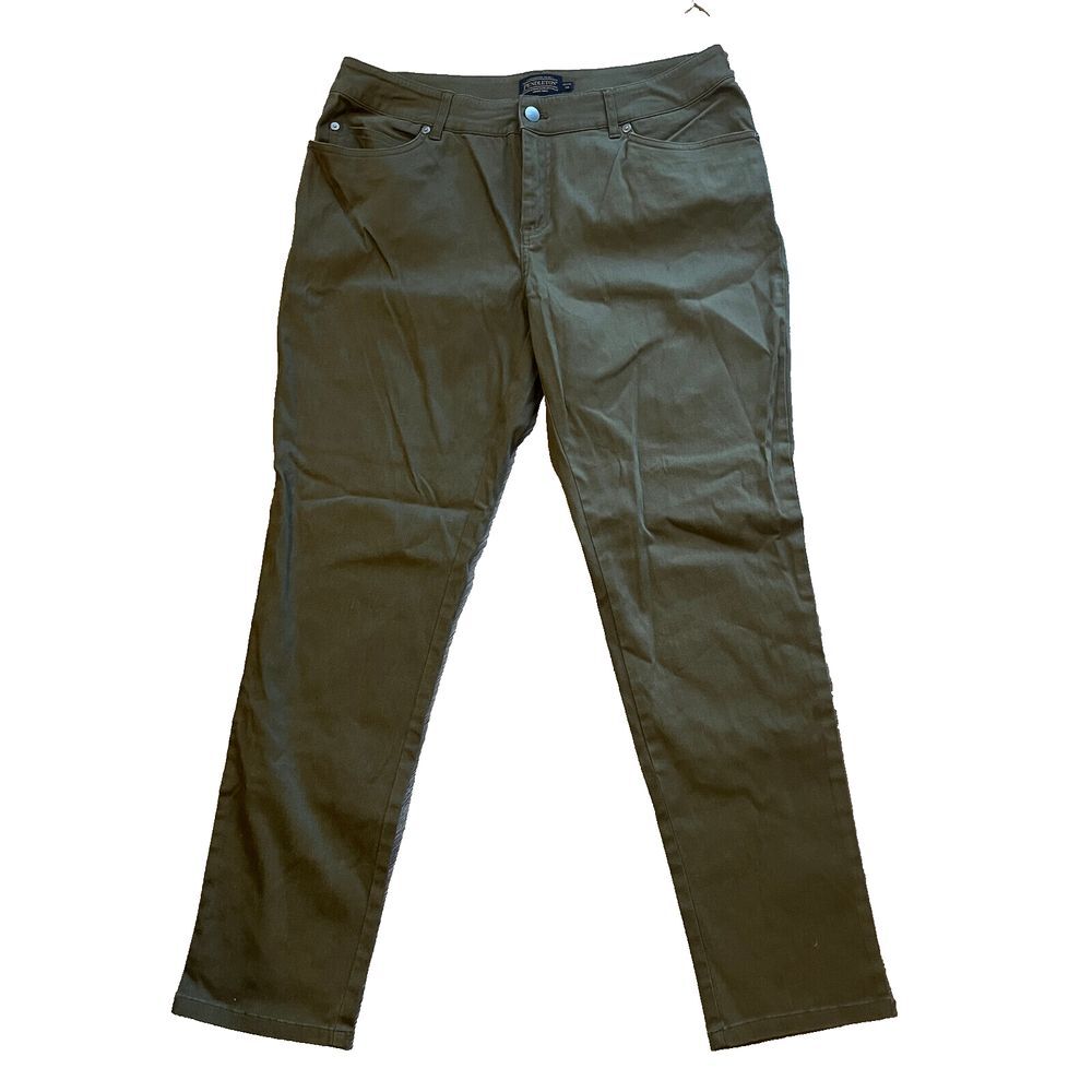 Pendleton 5-Pocket Pants Olive Green Cotton Tencel Blend Womens‎ Sz 14P 32x28